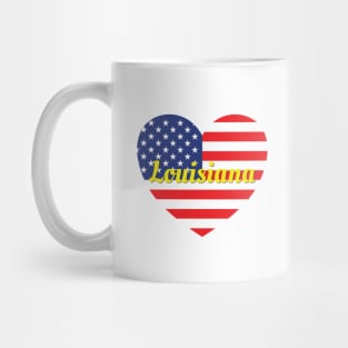 Louisiana American Flag Heart Mug
